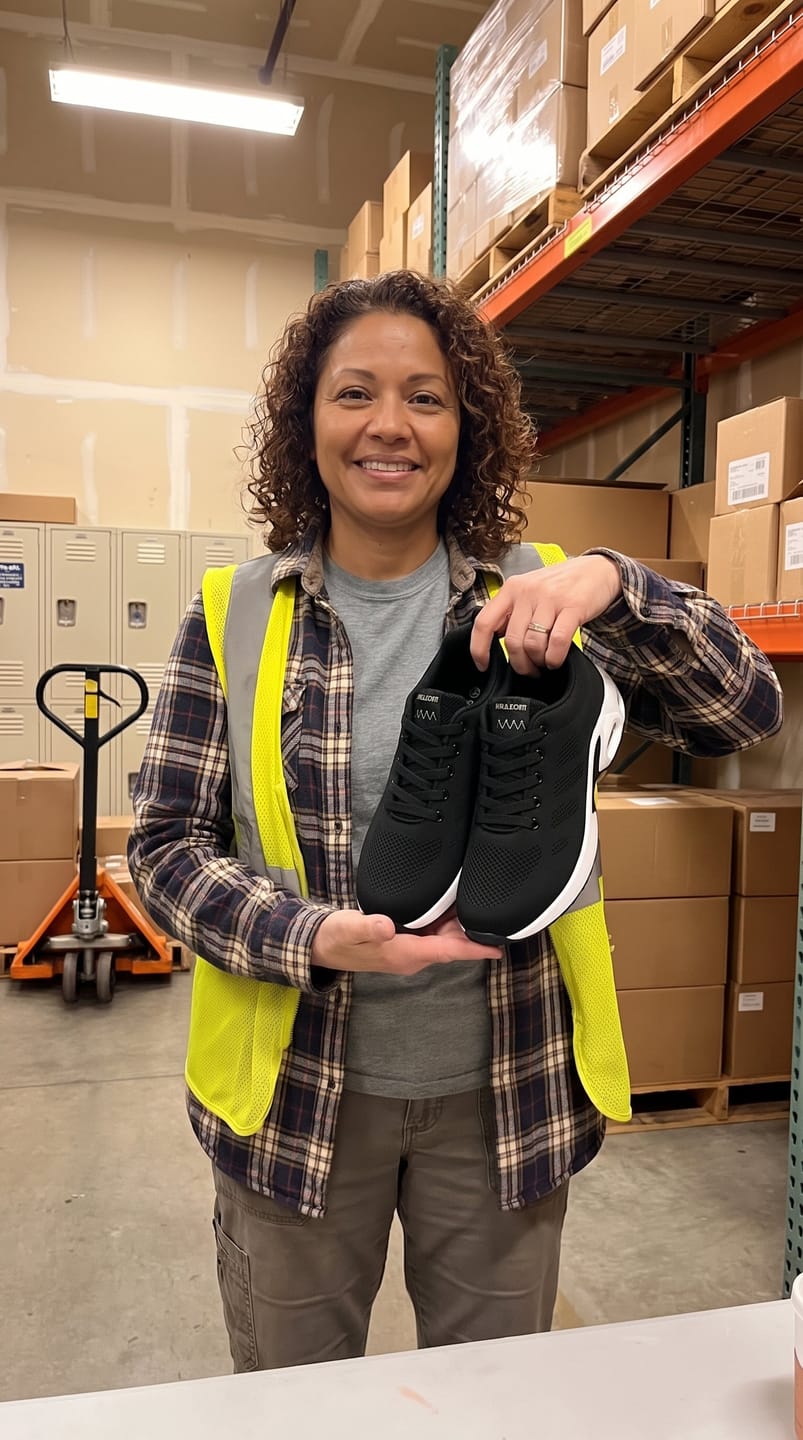 Customer photo review of Norvan 12-Hour Shift Shoes for All-Day Foot, Knee & Back Pain Relief