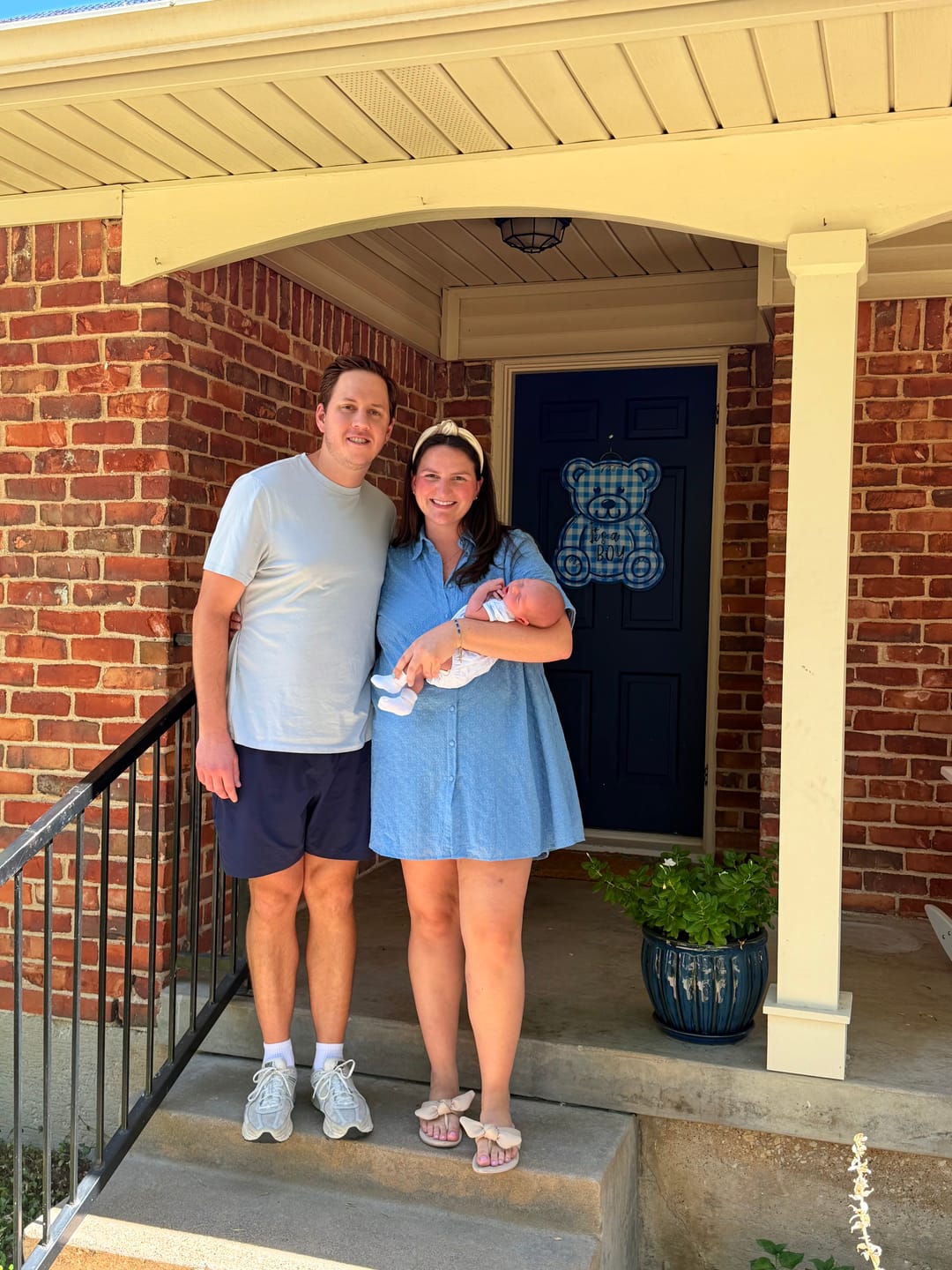 Customer photo review of It's a Boy Gingham Teddy Bear Door Hanger