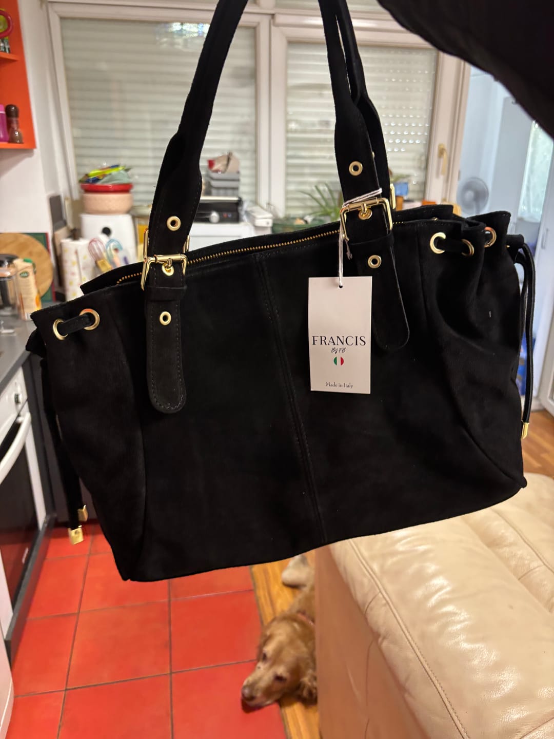 Customer photo review of Suède Muse bag black