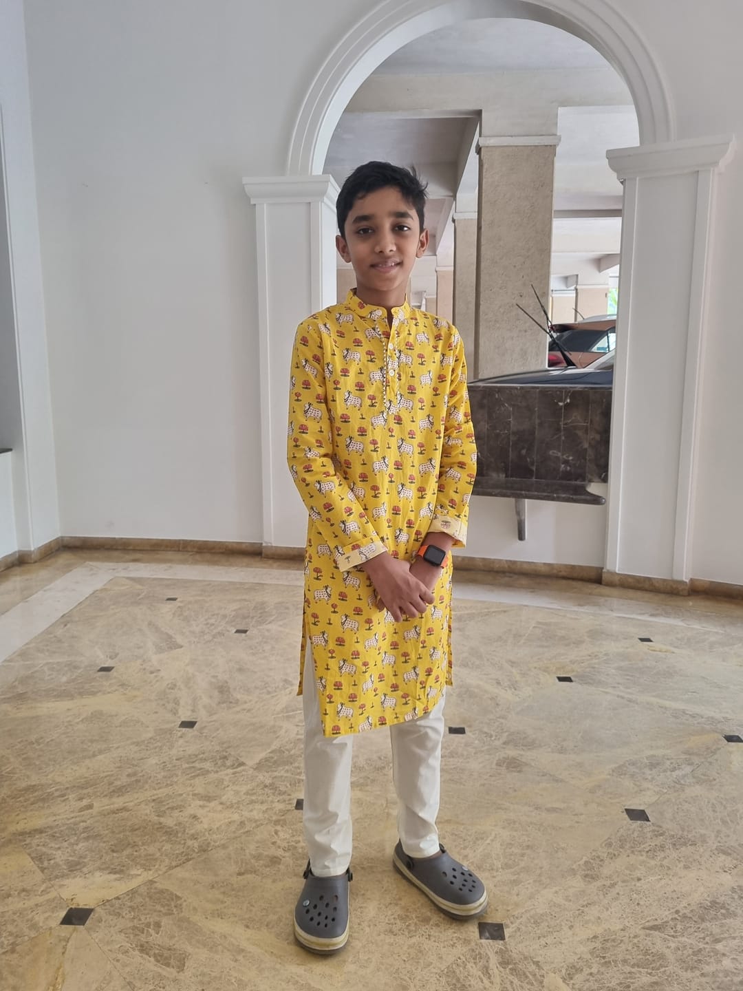 Customer photo review of Yellow Pichwai Kurta Pajama