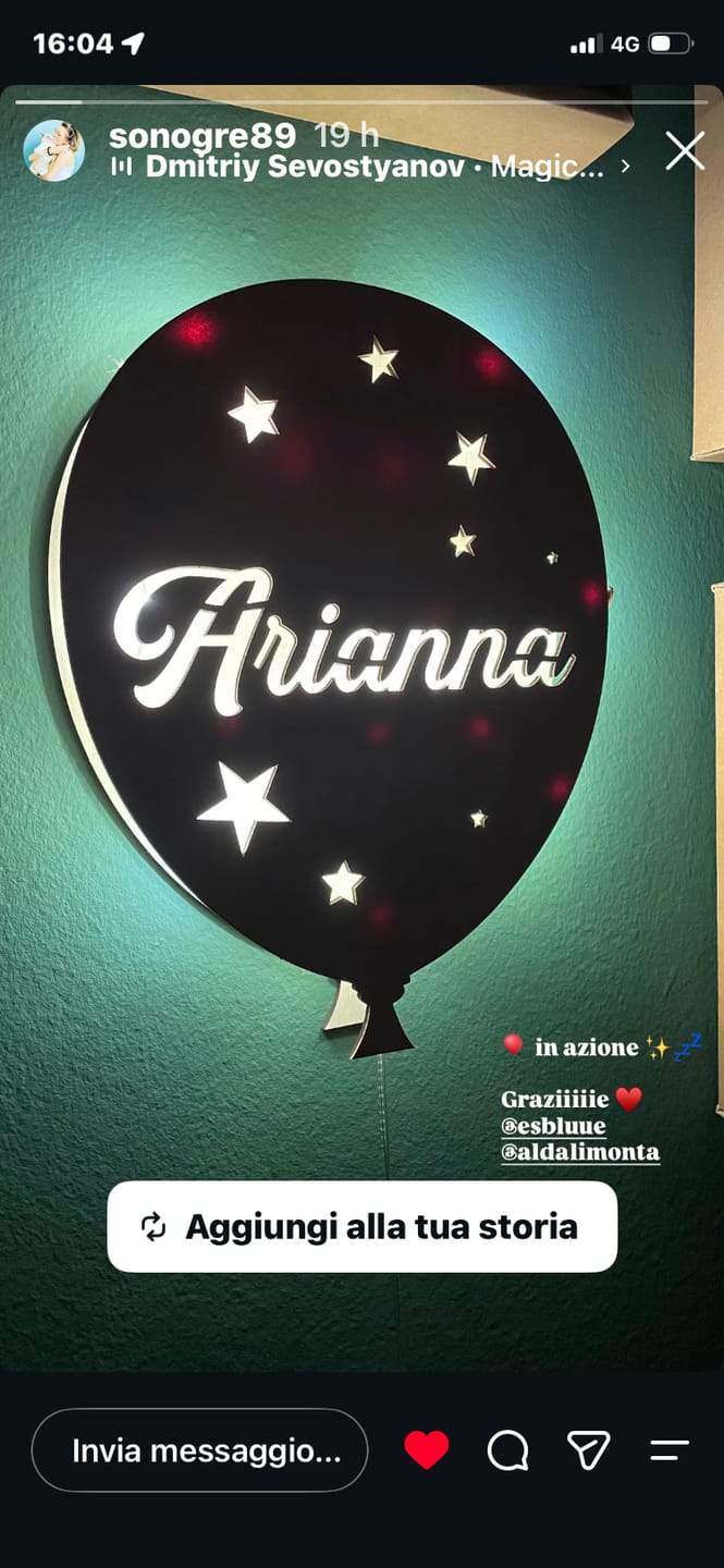 Customer photo review of Lampada Palloncino a Parete con Nome Personalizzato