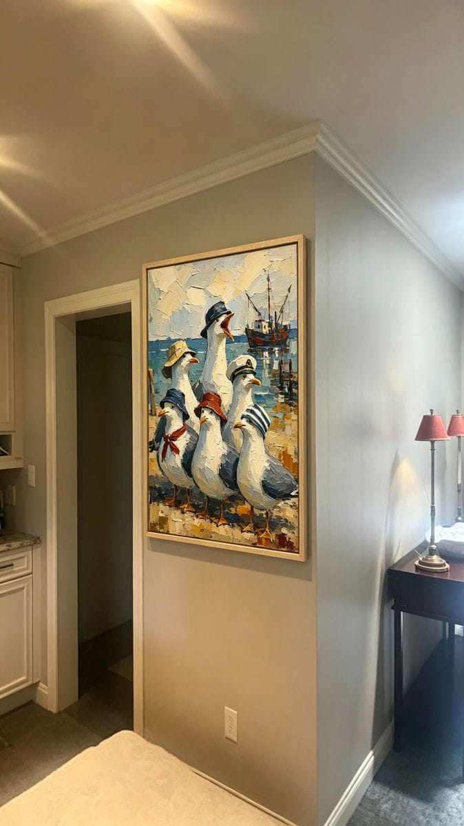 Customer photo review of Whimsical Fishing Scene Painting #BP068