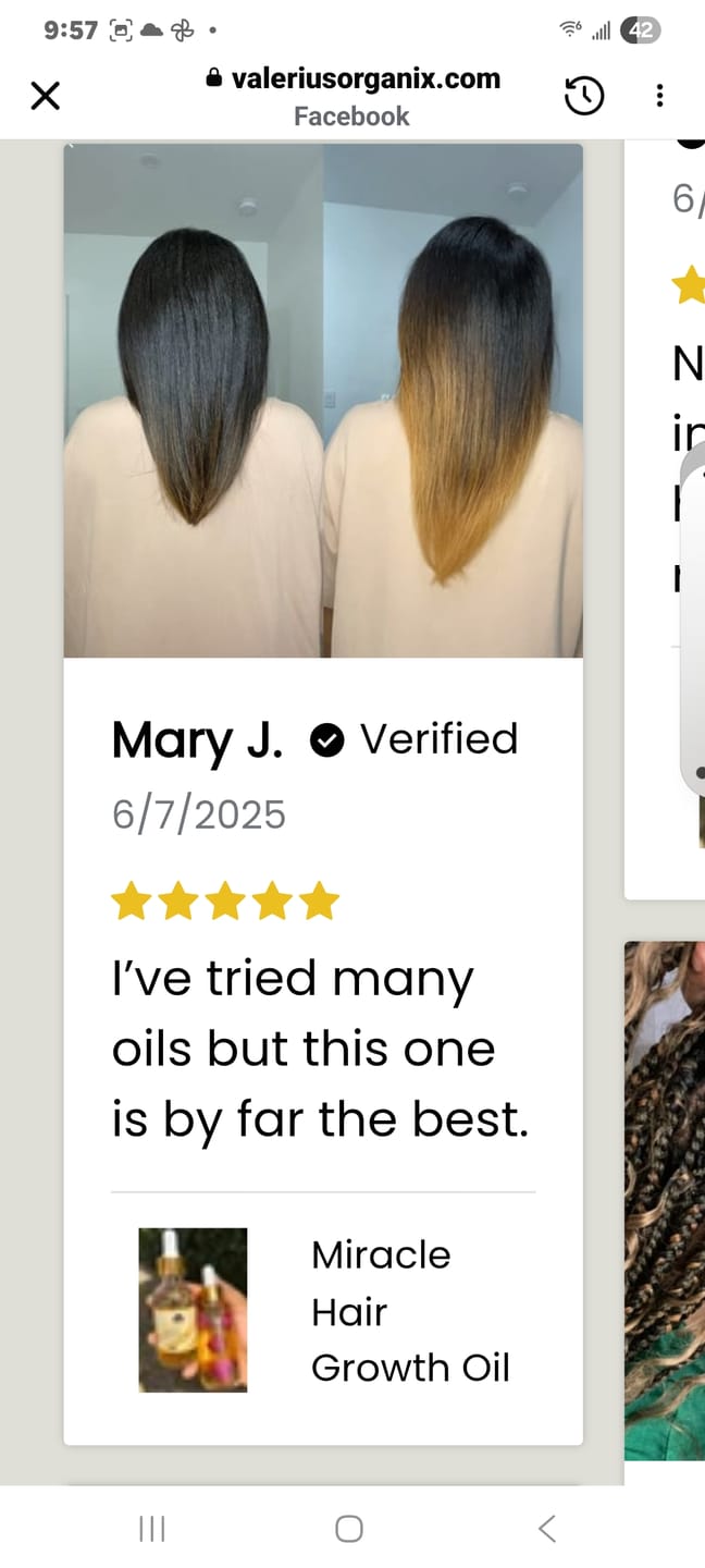 Customer photo review of Miracle Hair Growth Oil
