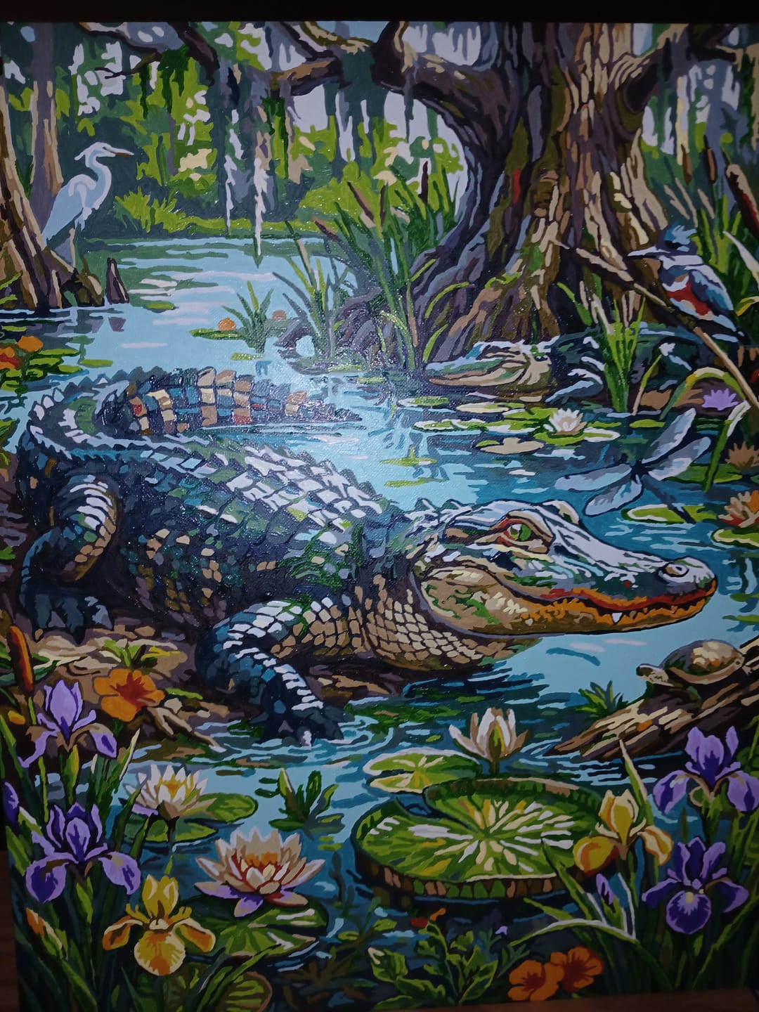 Customer photo review of Mystic Swamp Alligator (Paint by Numbers)
