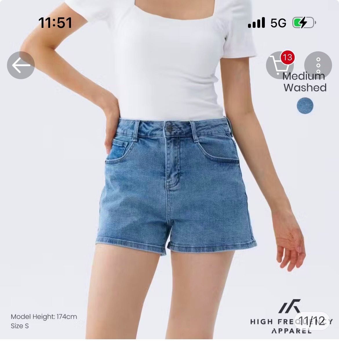 Customer photo review of Mid-Waisted Stretch Denim Shorts