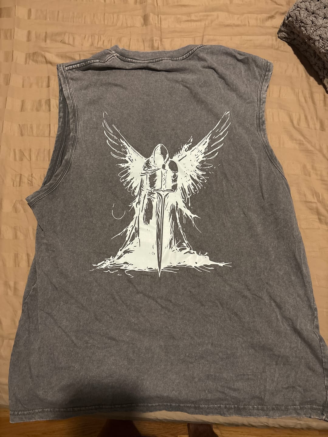 Customer photo review of Christianartworkshop Warrior Angel With Sword Unisex Washed Tank Top