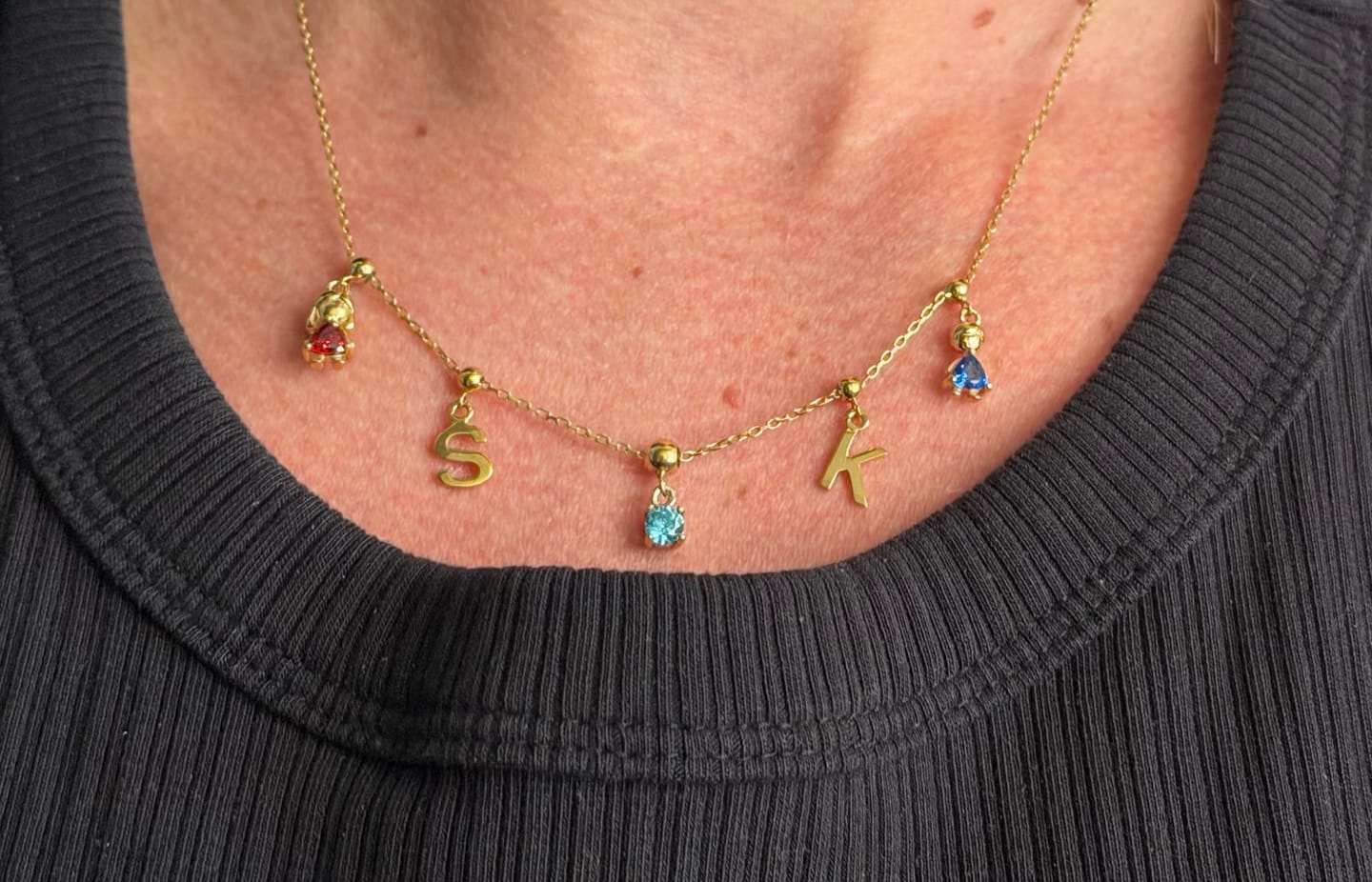 Customer photo review of Girl Birthstone 9ct Gold Charm