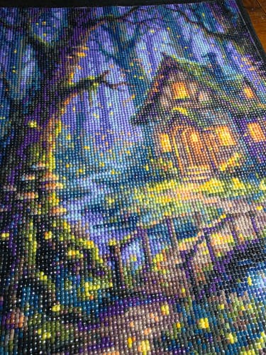 Customer photo review of Enchanted Forest Fireflies Cottage (Diamond Painting)