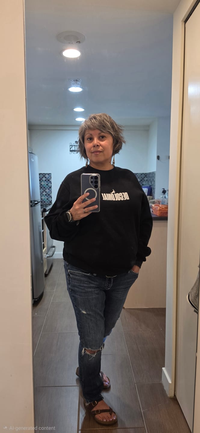 Customer photo review of Dismantle Colonial Systems Crewneck