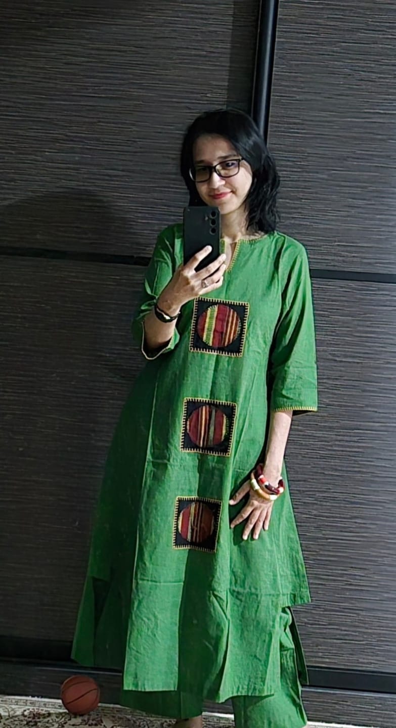 Customer photo review of Co-ord Set Forest Carnival Long Kurta with Side Twist & Applique