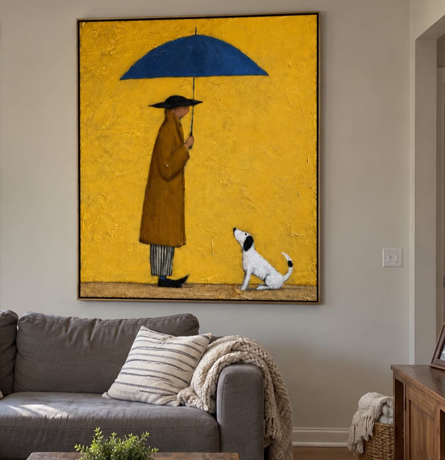 Customer photo review of Blue Shelter-Umbrella Walker Dog Painting