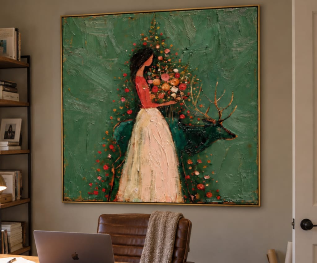 Customer photo review of Wildflower Grace-Woman and Stag Floral Painting