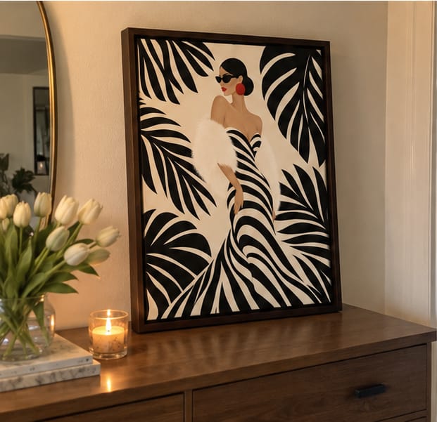 Customer photo review of Black and White Fashion Woman Canvas Wall Art