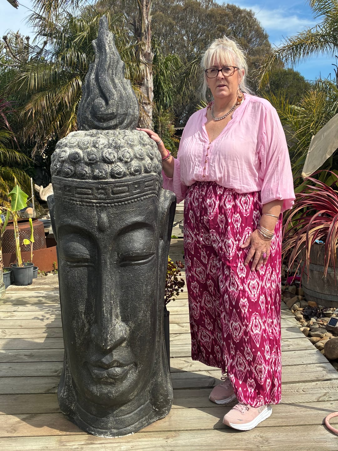 Customer photo review of Palazzo Pant | Magenta Ikat