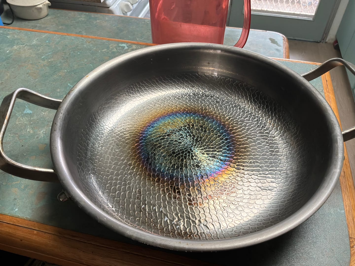 Customer photo review of Hand-Hammered Titanium Pan with Two Handles