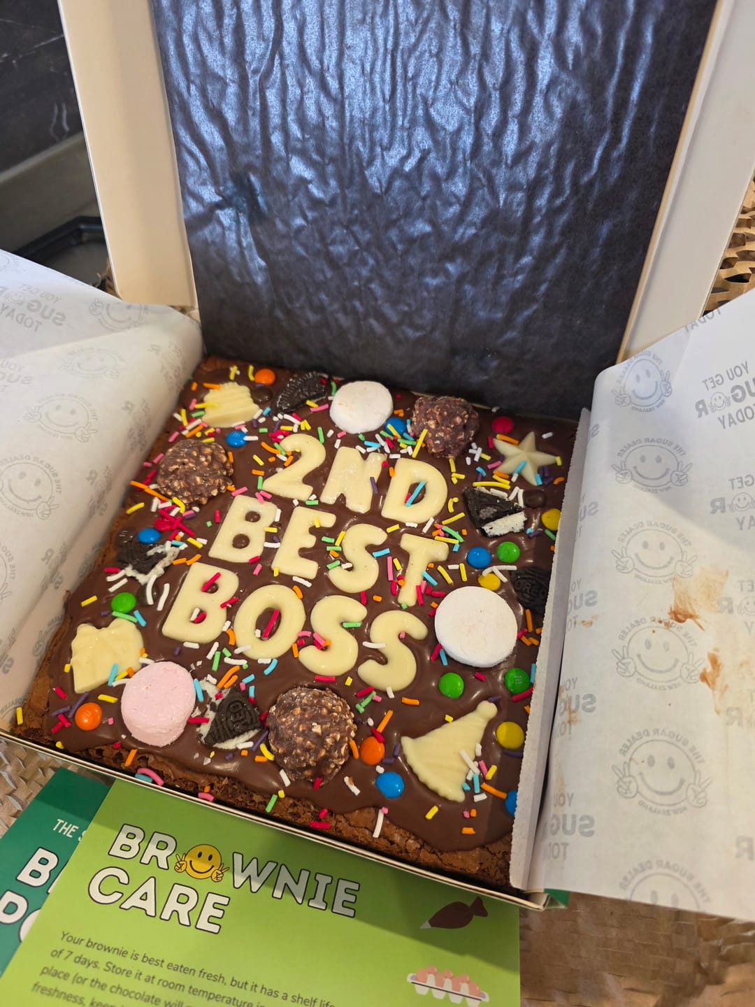 Customer photo review of Custom message birthday brownie
