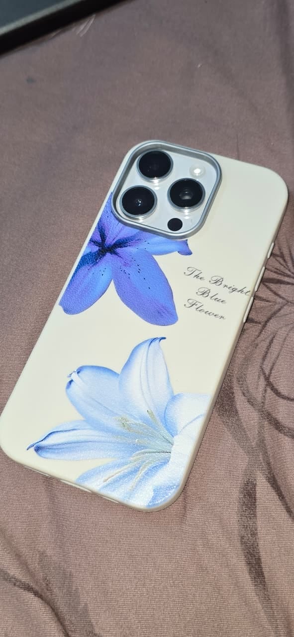 Customer photo review of Cute Blue Flower Floral iPhone White Silicone Rubber Case