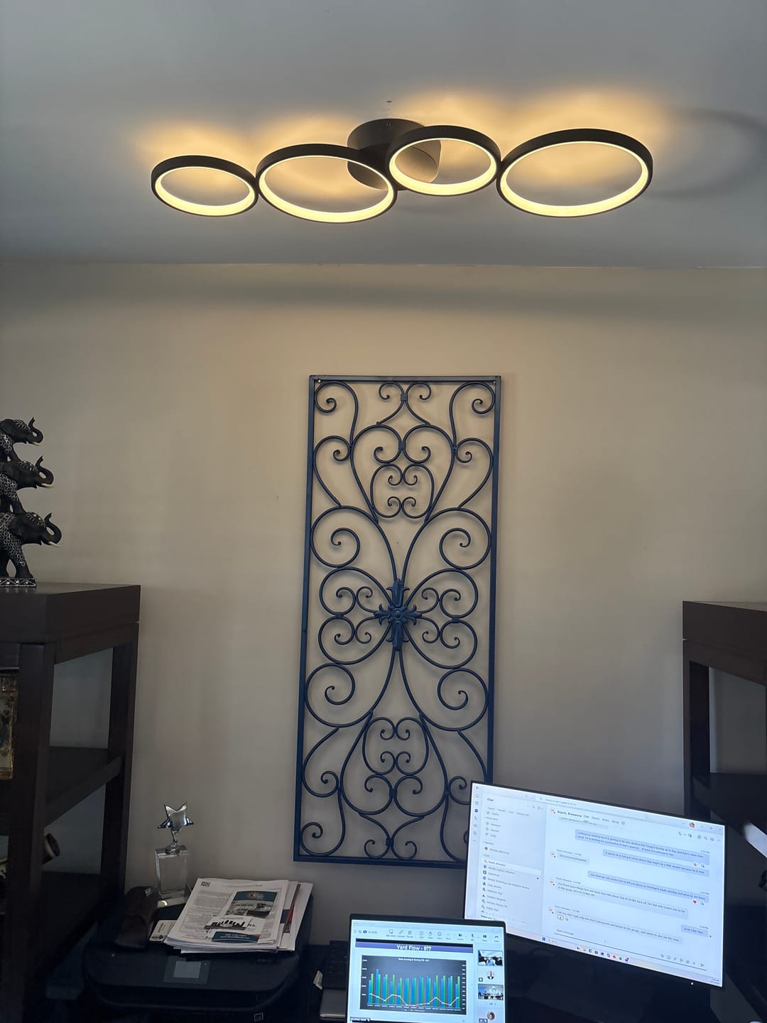 Customer photo review of Modern 4-Light Halo Dimmable LED Semi Flush Mount