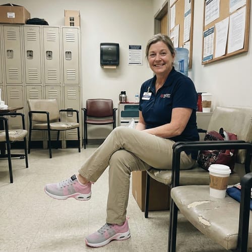 Customer photo review of Norvan 12-Hour Shift Shoes for All-Day Foot, Knee & Back Pain Relief