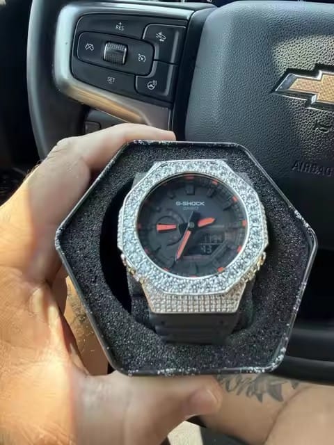 Customer photo review of Custom G Shock GA2100 Diamond Watches Case 14K Gold