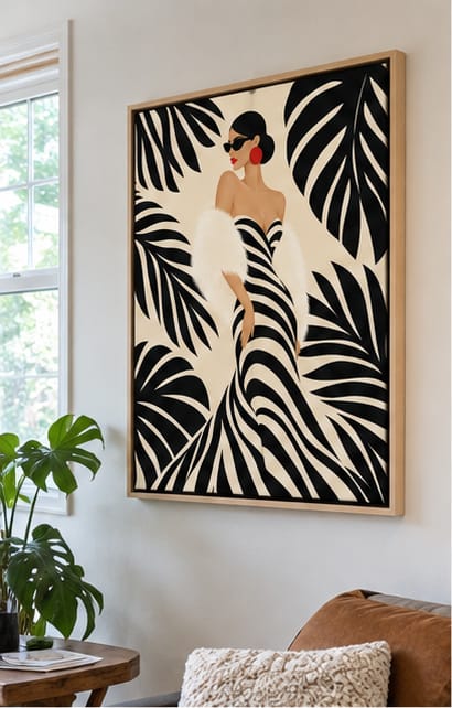 Customer photo review of Black and White Fashion Woman Canvas Wall Art