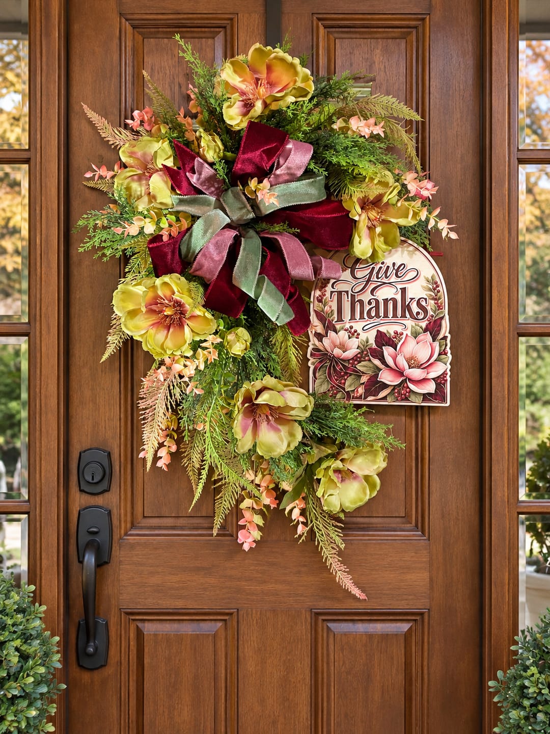 Customer photo review of Give Thanks Magnolia Arch, PS-W-0224, 12in Sign For Wreath, Wood Wreath Sign