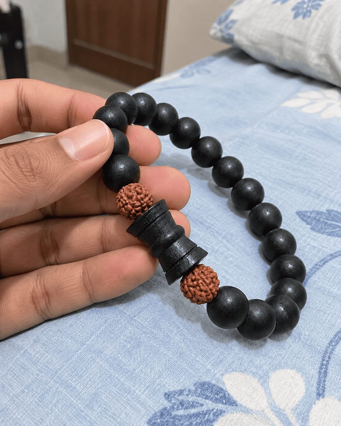 Customer photo review of Karungali Rudraksha Damru Bracelet
