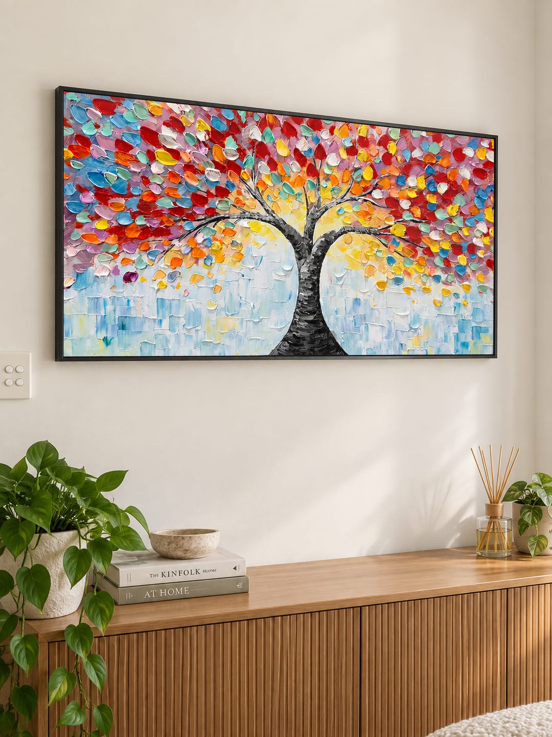 Customer photo review of "Kaleidoscope of Life" – Colorful Tree of Life Palette Knife Impasto Painting