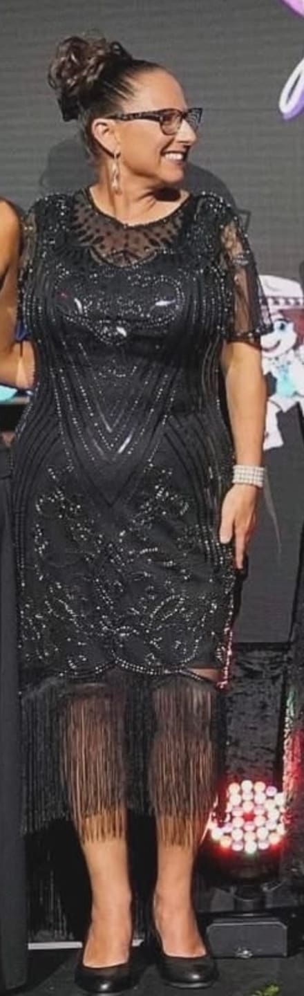 Customer photo review of Halle 1920s Flapper Dress - Black & Silver