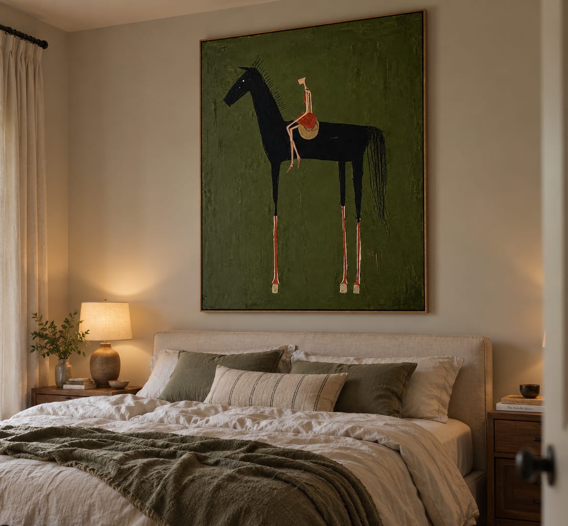 Customer photo review of Black Horse-Rider Oil Painting