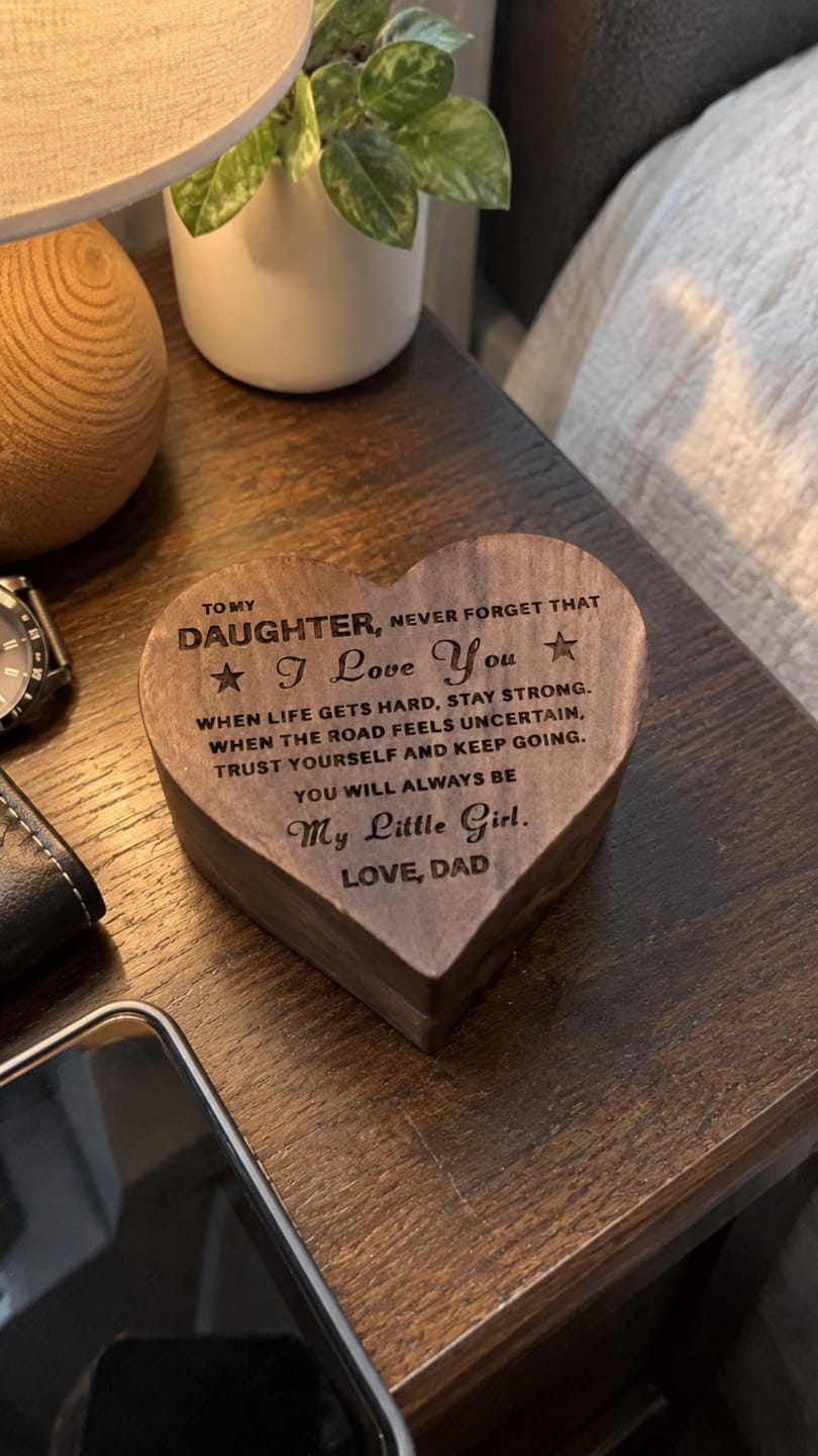 Customer photo review of To My Daughter / Love Dad Luxury Wood Heart Necklace Gift #2609