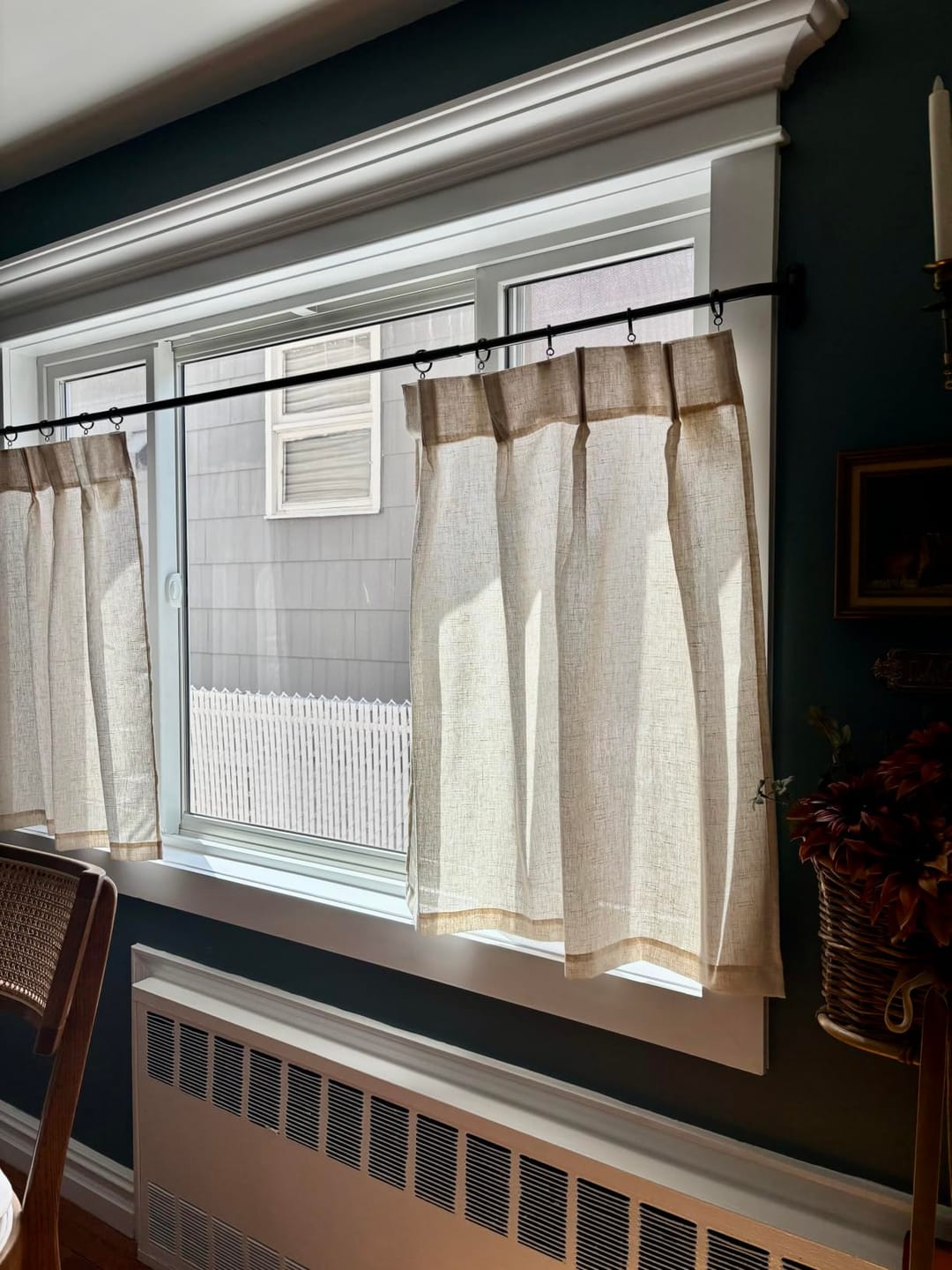 Customer photo review of Pinch Pleated Linen Tier Curtains (2 Panels)