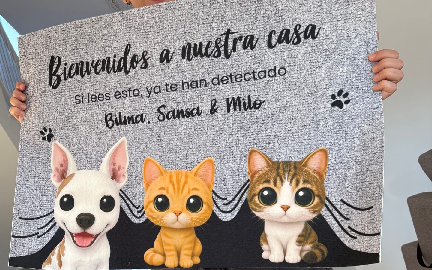 Customer photo review of En mi casa - Felpudo personalizado