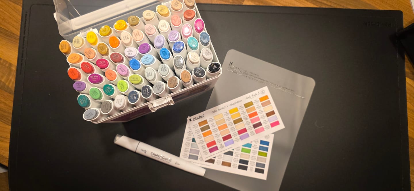 Customer photo review of Ohuhu Kaala Dual Tips Alcohol Art Markers- 60 Colors Illustrations