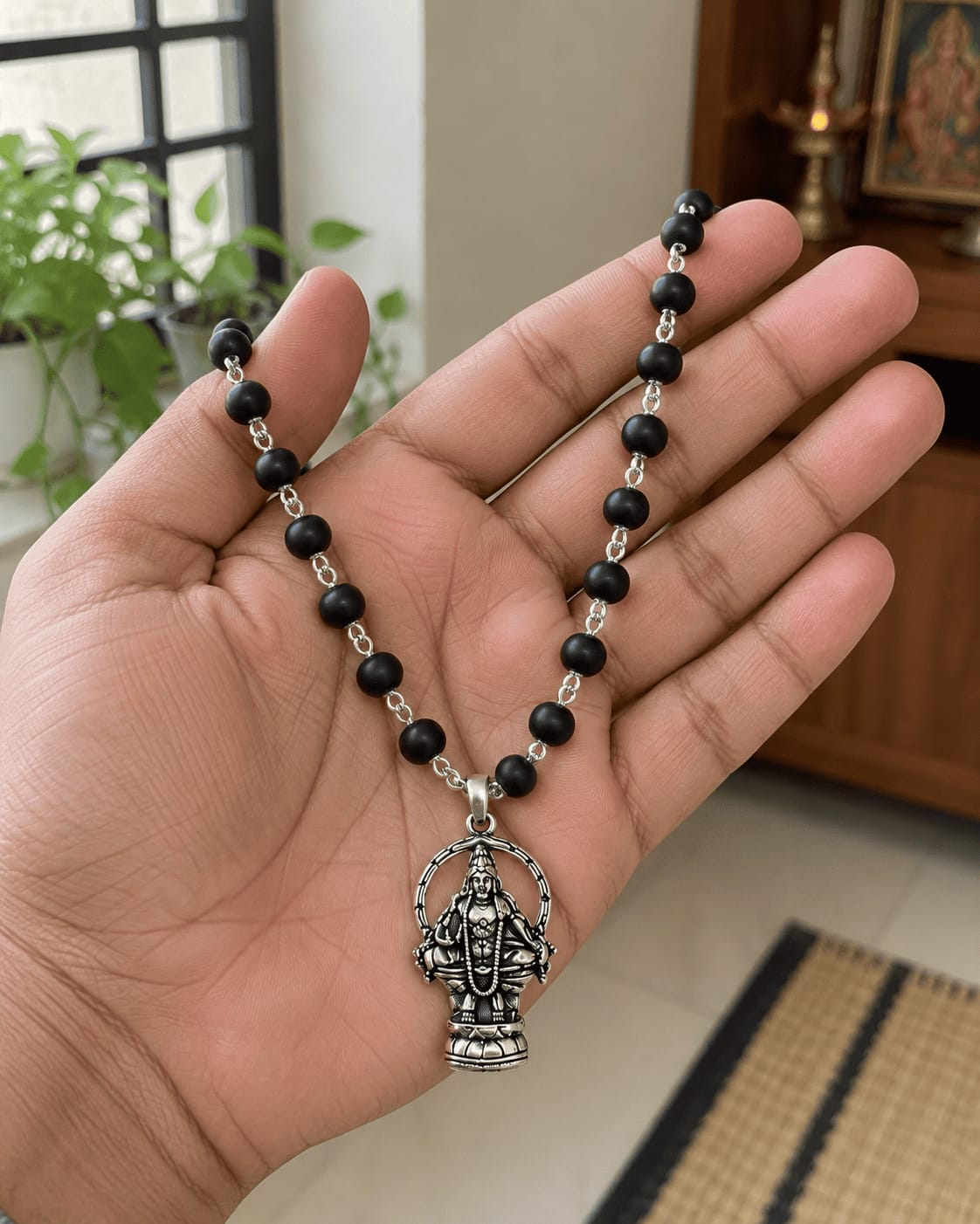 Customer photo review of Original Silver Plated Karungali Mala with Lord Ayyappa Pendant