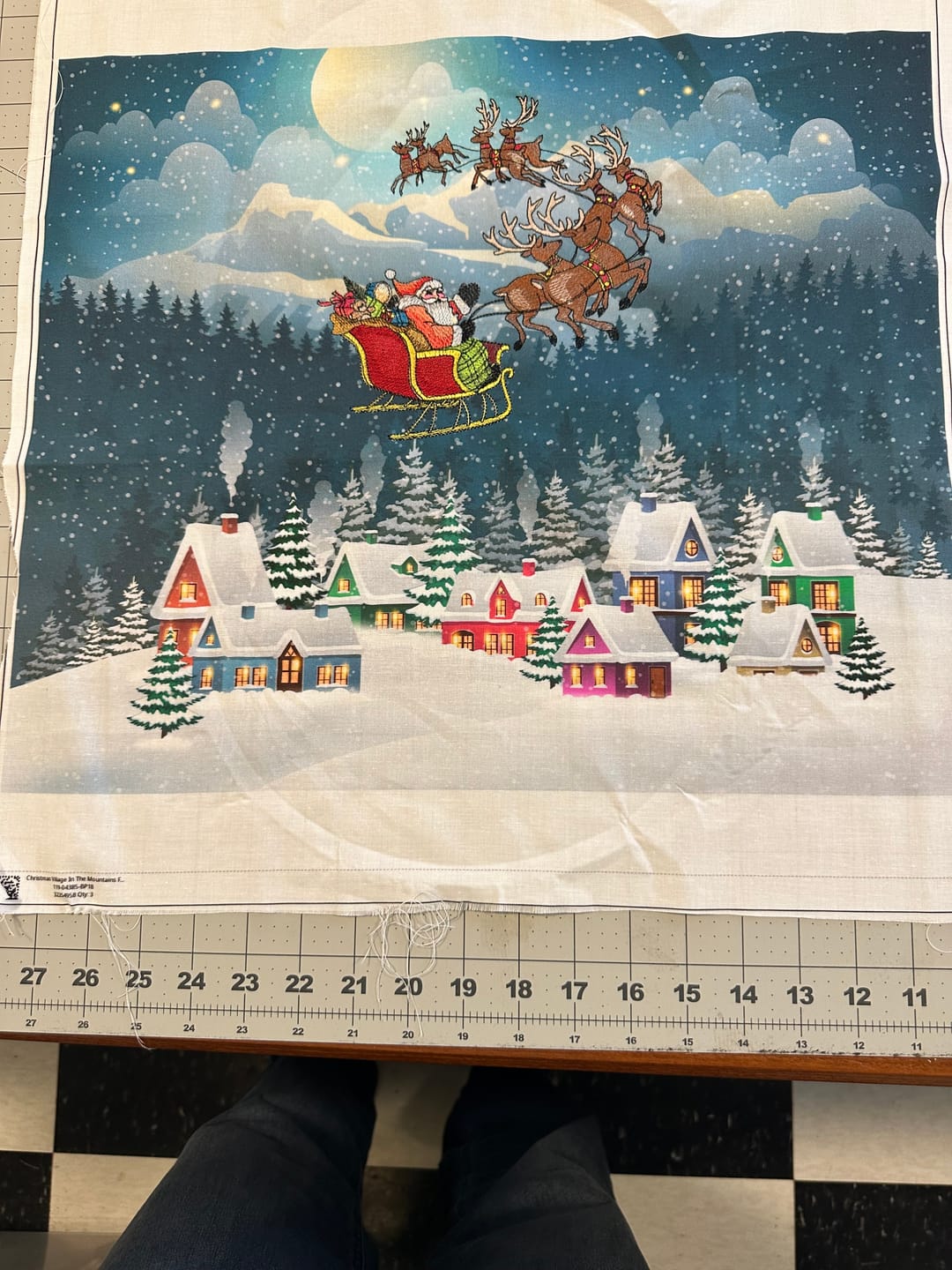Customer photo review of Christmas Village In The Mountains Fabric Panel