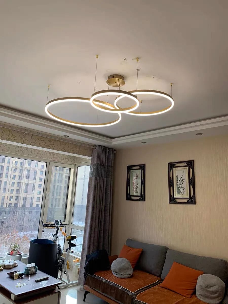 Customer photo review of White Chandelier for Bedroom, Staggered Rings, 60 cm Wide