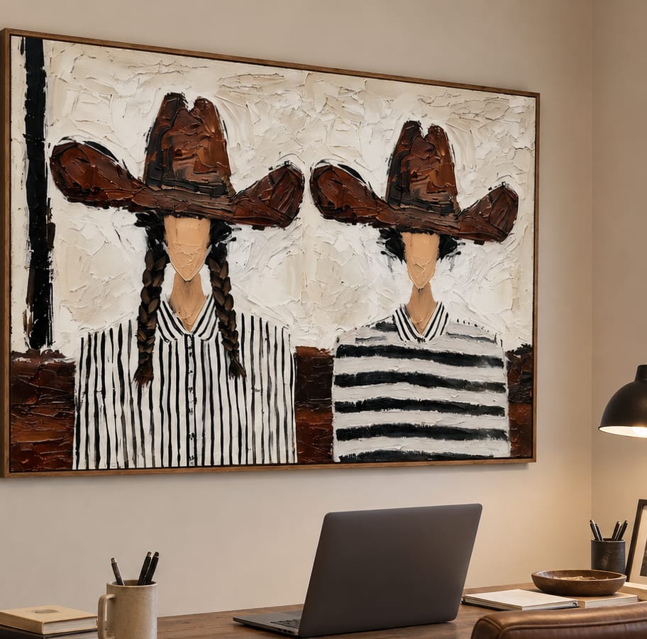 Customer photo review of Brown Hat Duo-Cowgirl Portrait Oil Painting