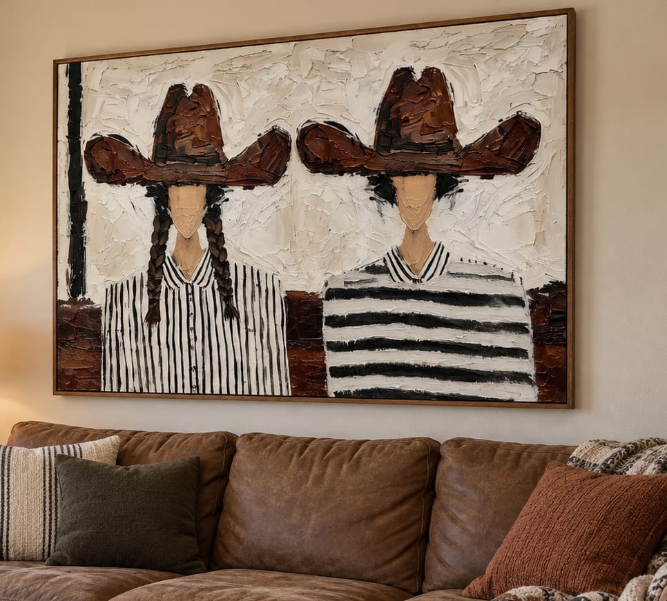 Customer photo review of Brown Hat Duo-Cowgirl Portrait Oil Painting