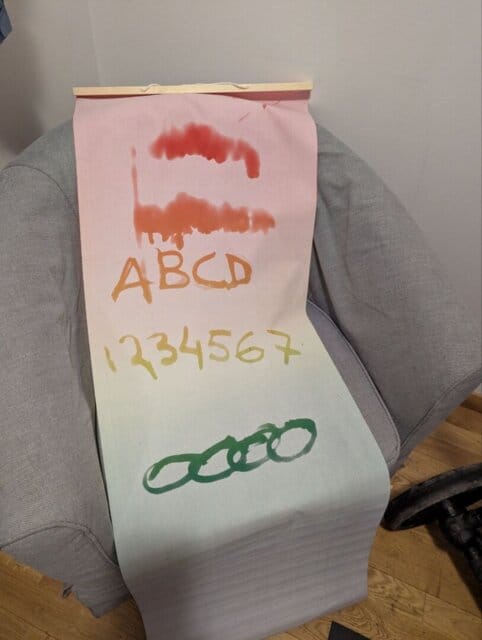 Customer photo review of Magic Drew Colorful Reusable Water Writing Cloth [FREE Water Cup + Brush]