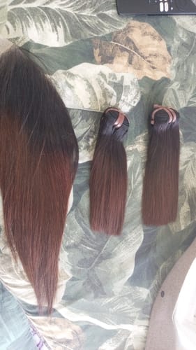 Customer photo review of Vietnamese Super Double Drawn Bone Straight Ombre Chocolate Brown Bundles