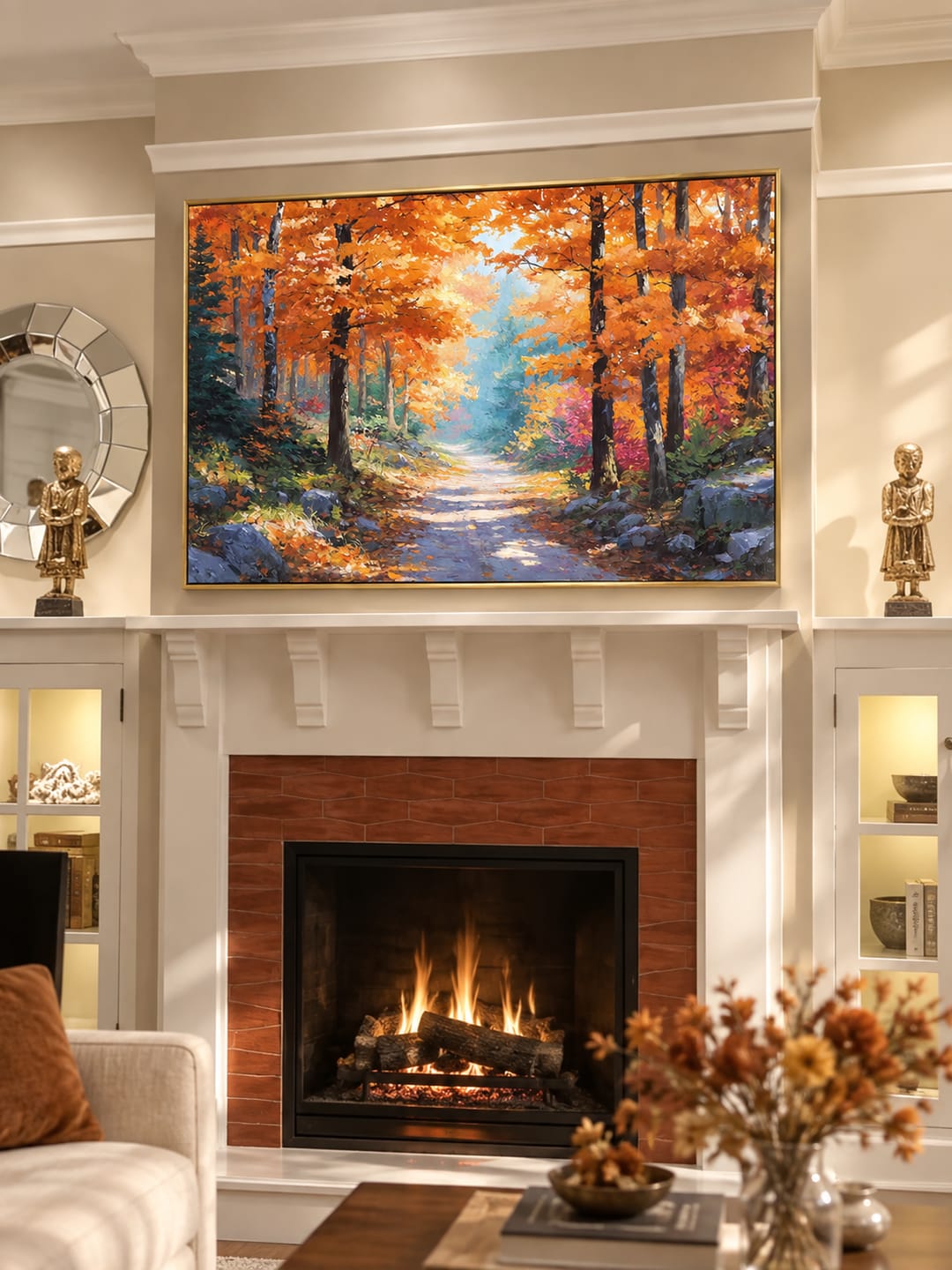 Customer photo review of "The Golden Threshold" – Impressionist Autumn Forest Path Palette Knife Oil Painting