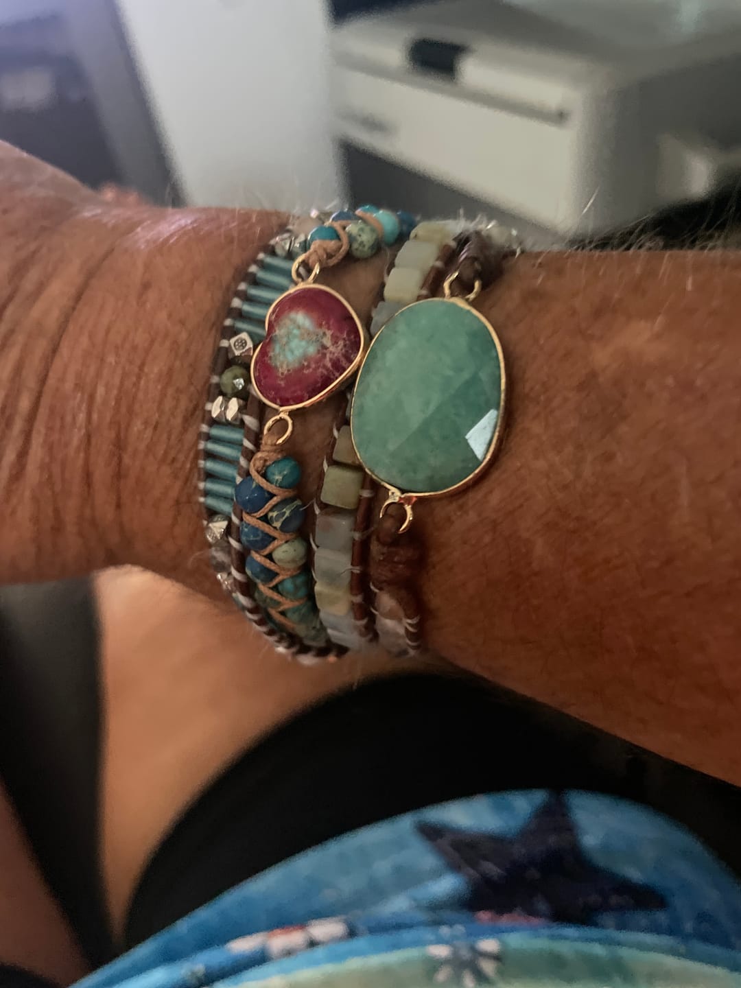 Customer photo review of Handmade Imperial Jasper Heart Beaded Bracelet