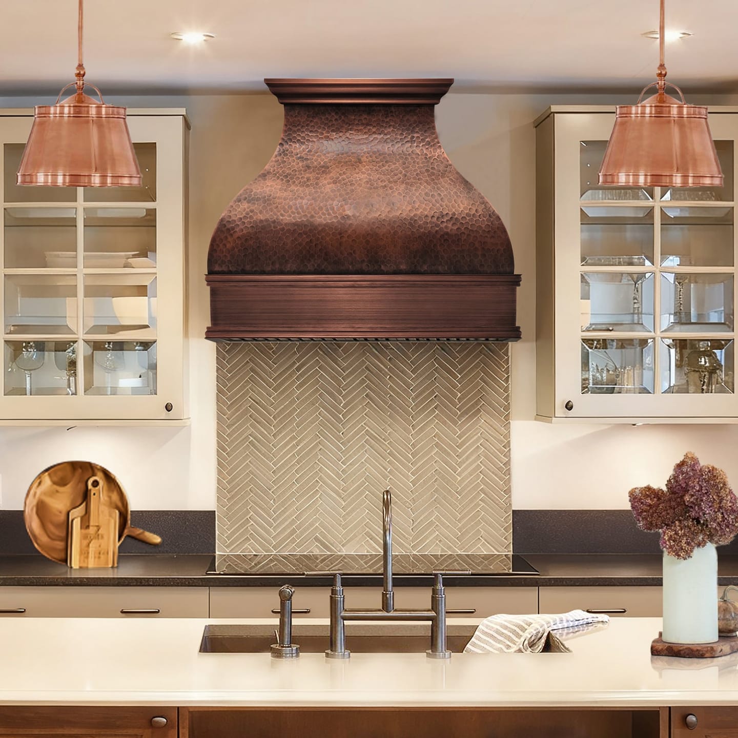Customer photo review of CKH Copper Vent Hood with Hammered Timeless Design CKH-C12