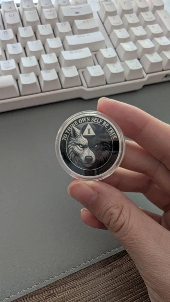 Customer photo review of Personalized Sunflower Sobriety Coin – Personalize Any Day, Month or Year