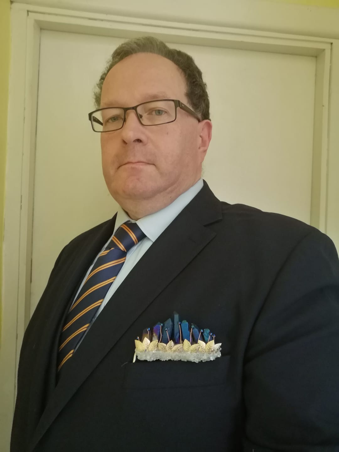 Customer photo review of Handcrafted Natural Crystal Crown Pocket Square Brooch