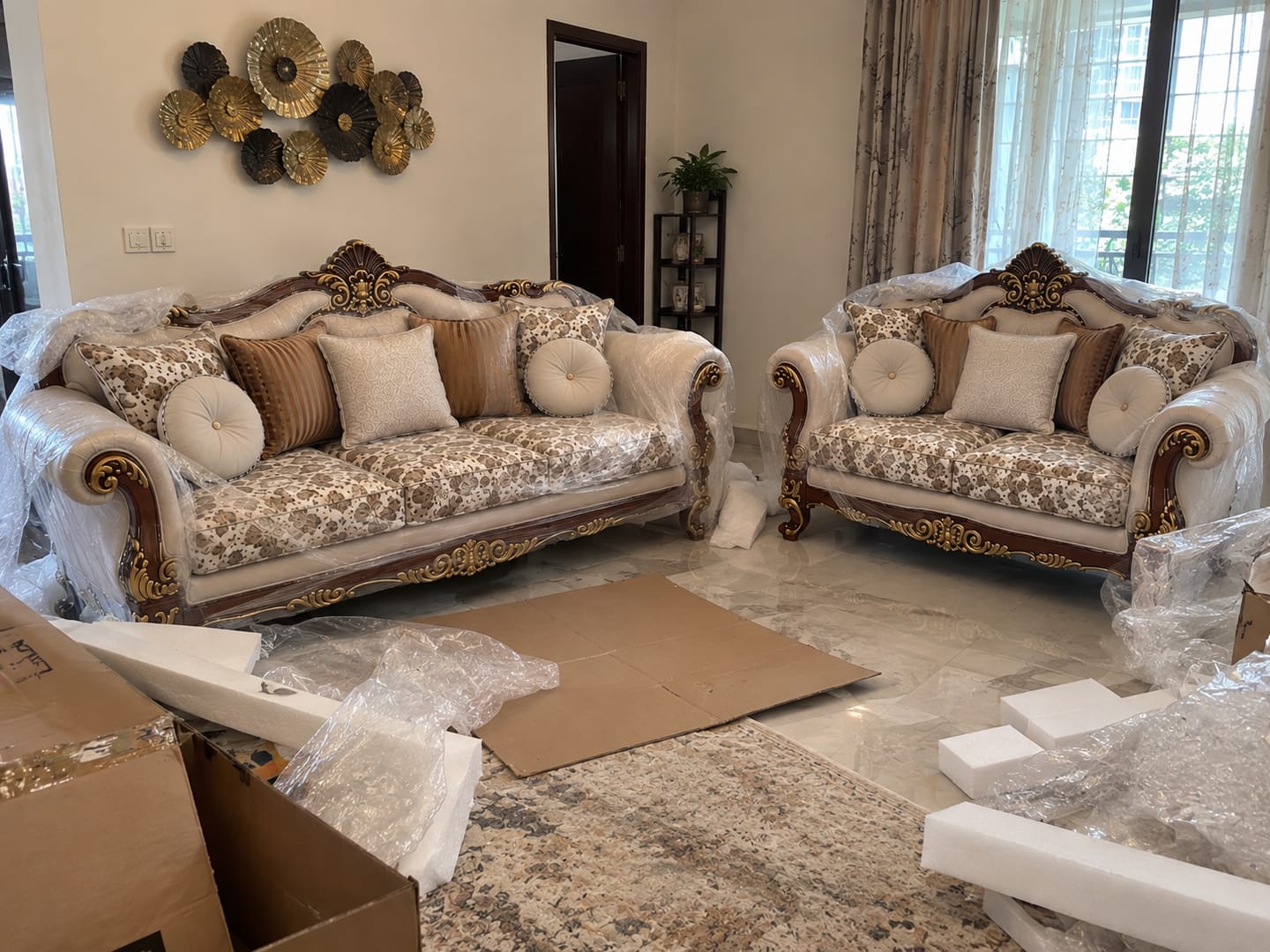 Customer photo review of Luxury Classic Carved 3+2 Sofa Set