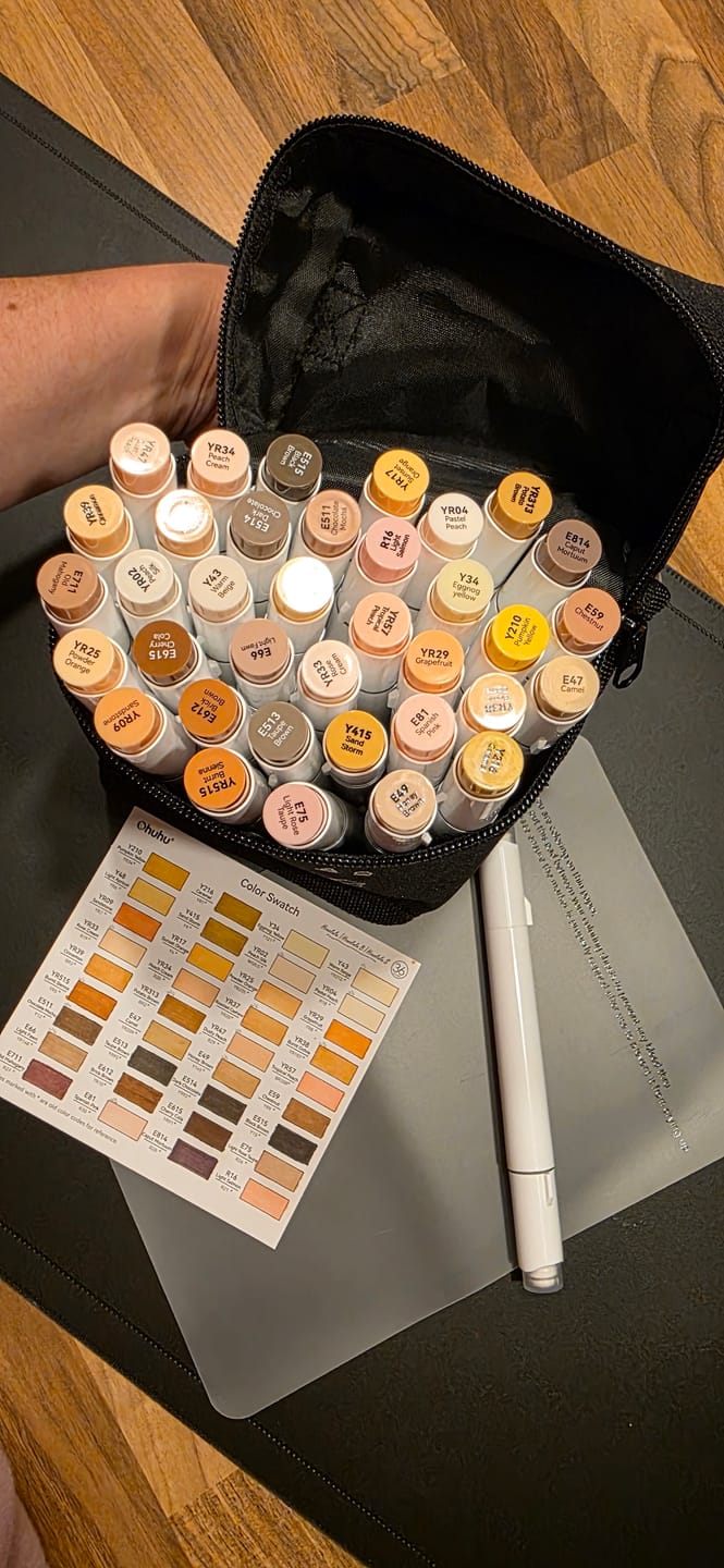 Customer photo review of Ohuhu Honolulu 36 Skin Tone Colors Dual Tips Portrait Alcohol Art Markers (New Color Codes)