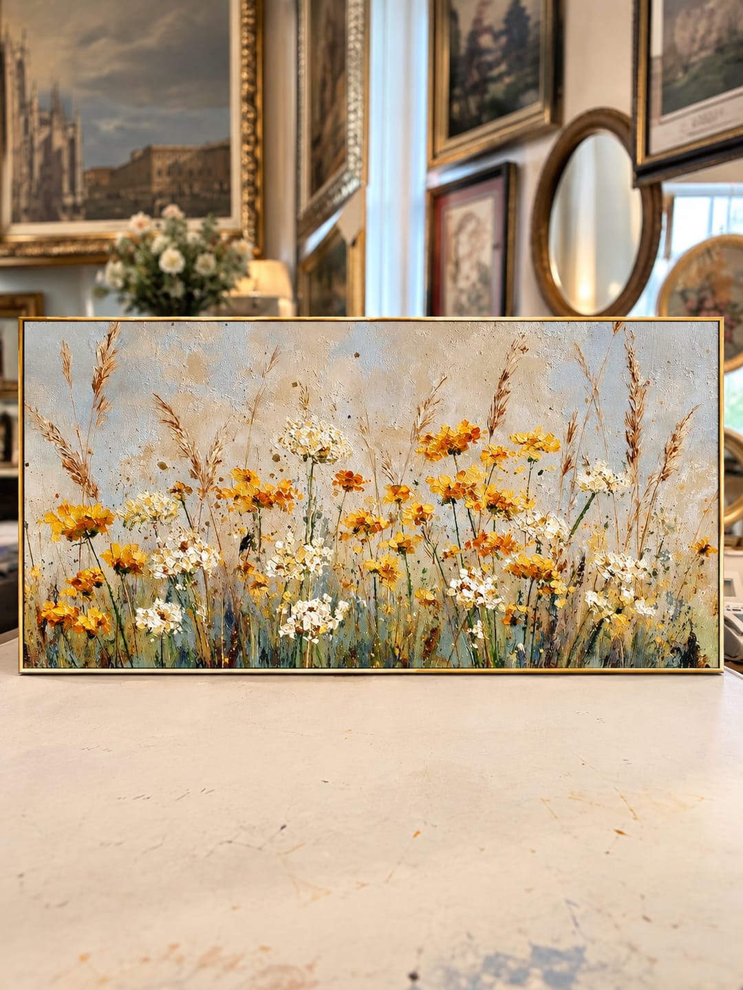 Customer photo review of "Meadow's Golden Whisper" – Textured Impressionist Wildflower Oil Painting