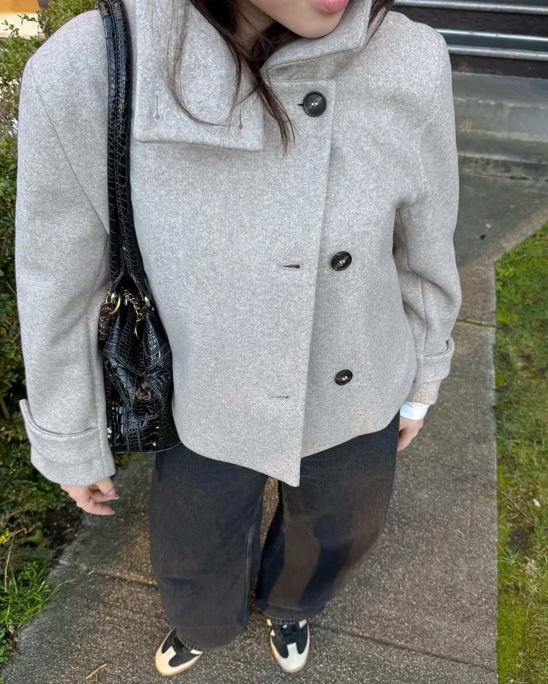 Customer photo review of Amelie Stand Collar Jacket with Pockets
